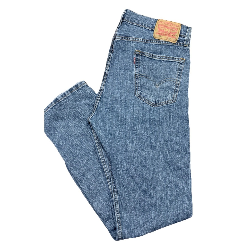 Levis 505 Regular Fit Jeans Mens 34x34 Blue Straight Leg‎ Denim Pants